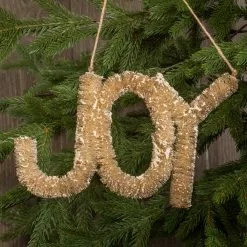 Ragon House Joy Ornament / Sign, Natural Bottle Brush