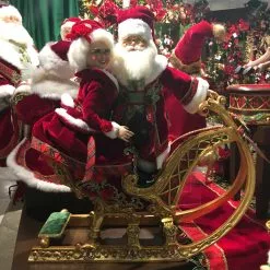 TheHolidayBarn.com Christmas Wishes Mr. & Mrs. Claus With Sleigh