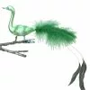 Old German Christmas Light Green Bird Clip Ornament With Fancy Tail Feathers