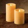TheHolidayBarn.com Luminara Flameless Beeswax Texture Pillar Candles - Battery Operated