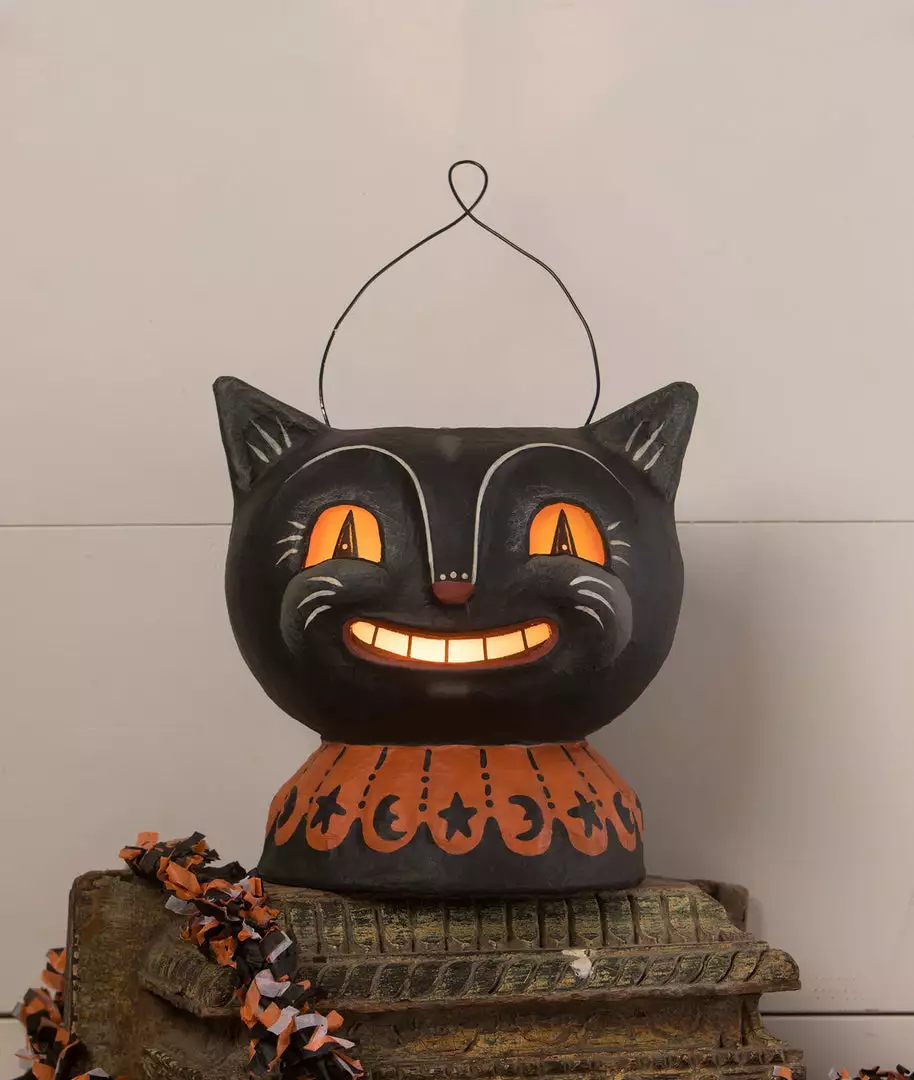 Bethany Lowe New! Magic Catty Jack Lantern, Paper Mache 3 Bethany Lowe New! Magic Catty Jack Lantern, Paper Mache