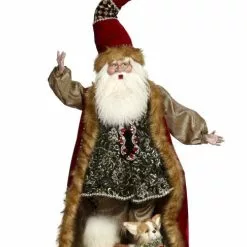 Mark Roberts Santa Down The Chimney With Dog - 38" Tall