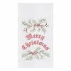 TheHolidayBarn.com New! Merry Christmas & Holly Embroidered Kitchen Towel