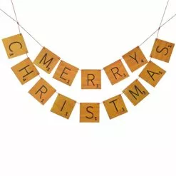 Raz Merry Christmas Word Game Letter Tile Garland New!