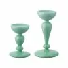 Raz Green Milk Glass Pillar Candle Holders