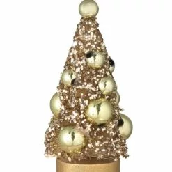 Bethany Lowe Mini Gold Bottle Brush Trees, Set Of 6 New!