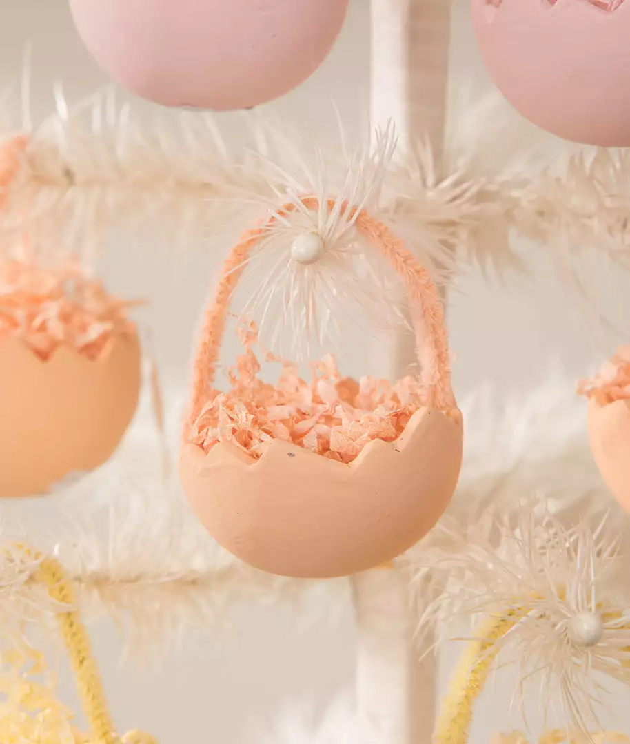 Bethany Lowe New! Orange Cracked Egg Basket Ornaments, Set Of 6 3 Bethany Lowe New! Orange Cracked Egg Basket Ornaments, Set Of 6