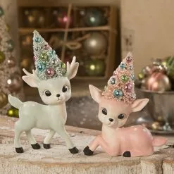 Bethany Lowe New! Pastel Reindeer With Trees