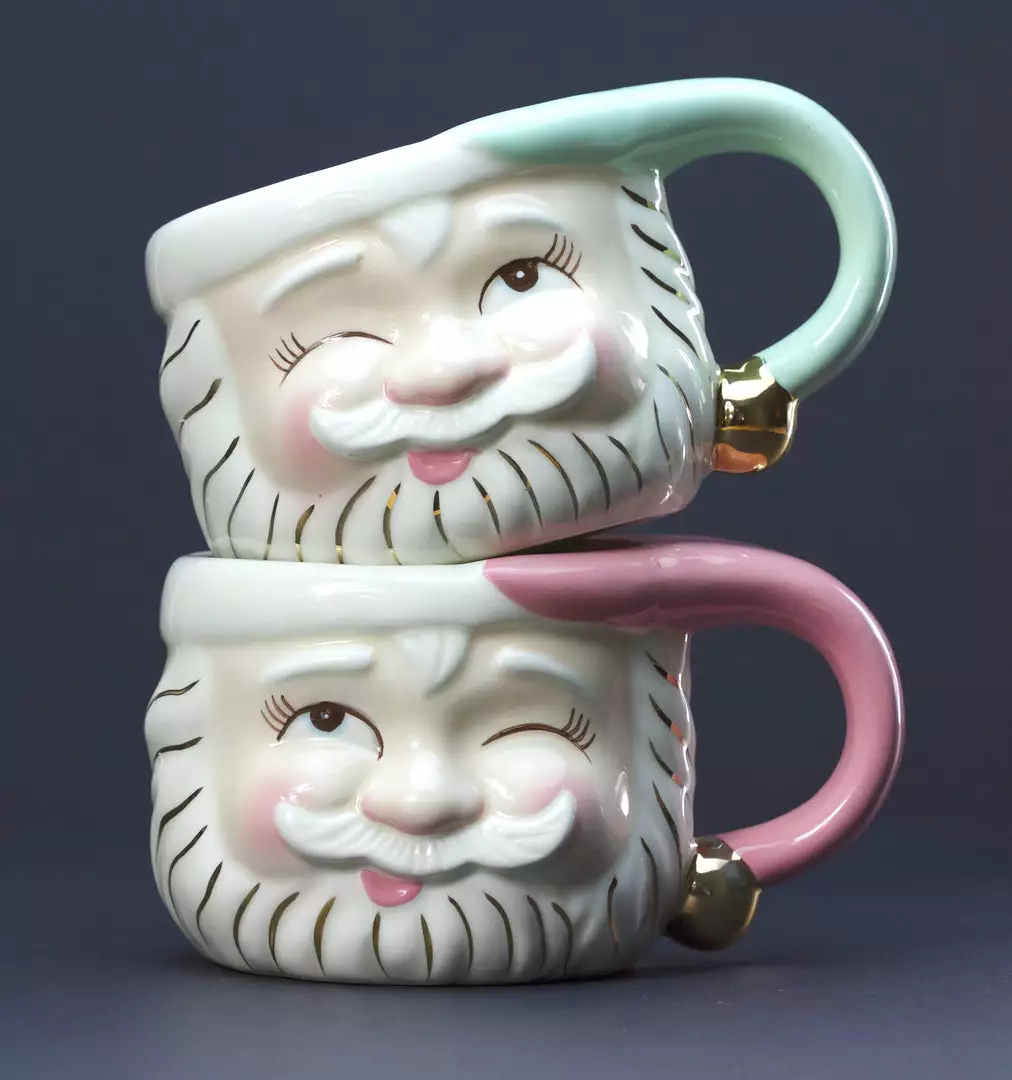 Glitterville Santa Punch Bowl & Ladle New! 7 Glitterville Santa Punch Bowl & Ladle New!