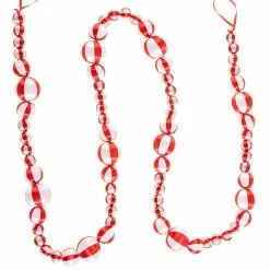 Raz Peppermint Ball Garland, Satin Silk Wrap