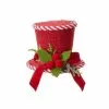 Raz Peppermint Top Hat Ornament, Red