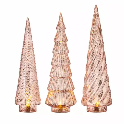 Raz Pink Mercury Glass Trees With Lights 3 Raz Pink Mercury Glass Trees With Lights