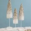 Bethany Lowe White Flocked Trees With Platinum Glitter