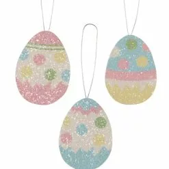 Bethany Lowe Polka Dot Egg Ornaments, Glittered Tin