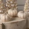 Bethany Lowe Polka Dot Pumpkin Luminaries, Ivory & Gold