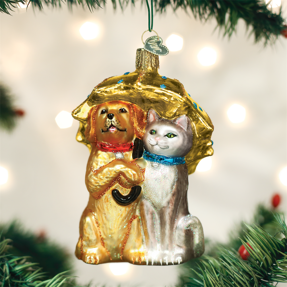 Old World Christmas Raining Cats & Dogs Ornament 3 Old World Christmas Raining Cats & Dogs Ornament