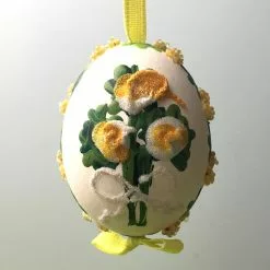 TheHolidayBarn.com Yellow Flower Bouquet Egg Ornament