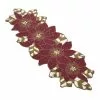 Saro Gold & Red Beaded Poinsettia Runner 2 Saro Gold & Red Beaded Poinsettia Runner