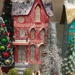 Cody Foster Red Townhouse With Dog - Putz House Christmas