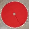 Ragon House Red Tree Skirt With White Pom Poms, 50"