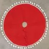 Ragon House New! Red Tree Skirt With White Pom Poms, 28"