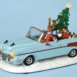 The Holiday Barn Reindeer In Retro Car Christmas Music Boxes