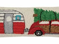 TheHolidayBarn.com Retro Camper & Woody Wagon Christmas Pillow
