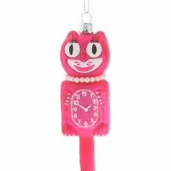 Cody Foster Retro Cat Clock Ornament, Pink New!