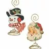Bethany Lowe Retro Christmas Placecard Holders, Santa & Snowman