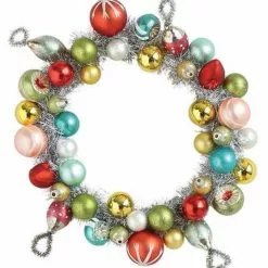 Creative Co-Op Christmas Retro Glass Ornament & Tinsel Wreath