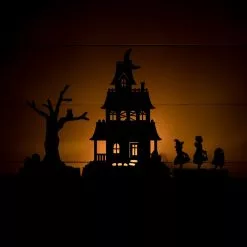 Bethany Lowe Halloween Haunted House With Trick-or-Treaters, Silhouettes