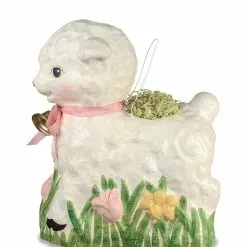 Bethany Lowe Retro Lamb Bucket, Paper Mache