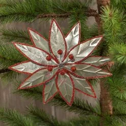 Ragon House Retro Metal Poinsettia Clip Ornament New!