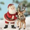 Bethany Lowe Retro Santa With Reindeer Figurine