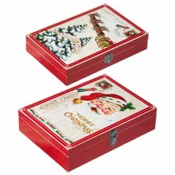 Raz New! Vintage Santa Wooden Boxes