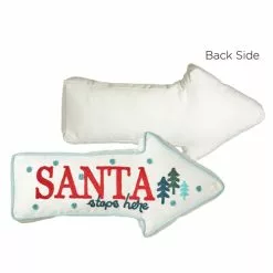 Bethany Lowe New! Santa Stops Here Arrow Shaped Pillow