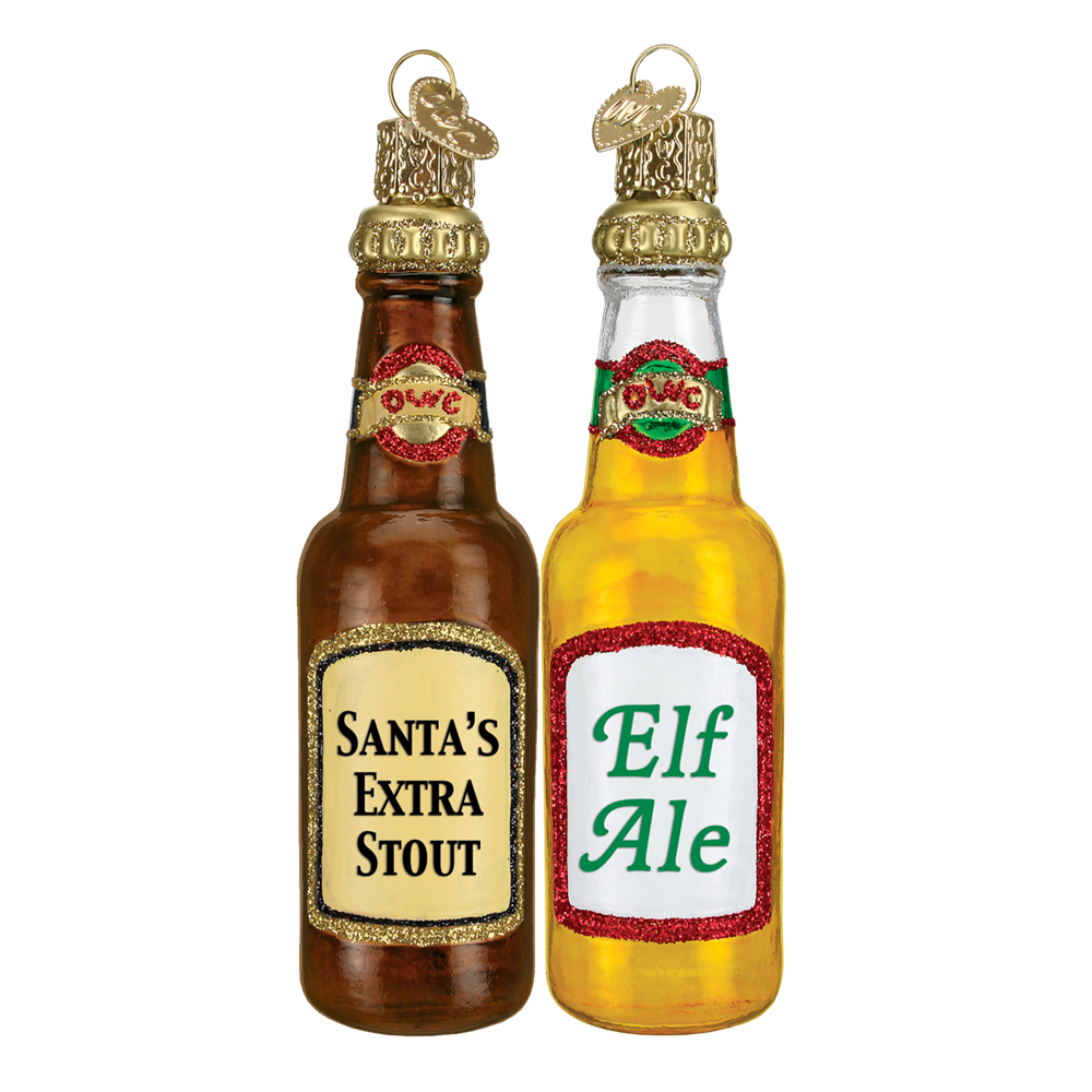 Old World Christmas Christmas Beer Bottle Ornaments 4 Old World Christmas Christmas Beer Bottle Ornaments