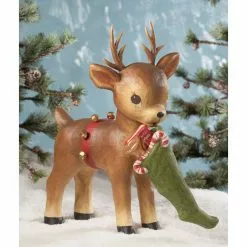 Bethany Lowe New! Santa's Helper Reindeer, Paper Mache