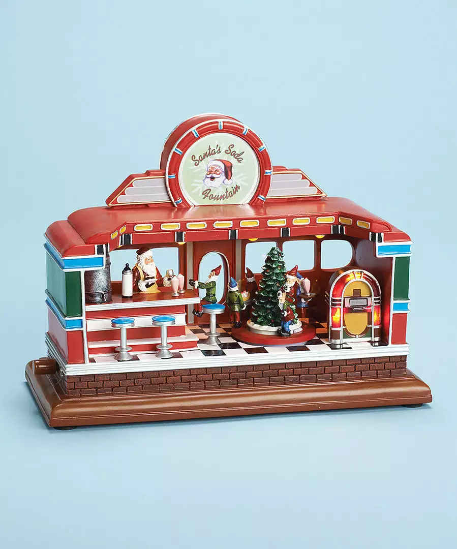 The Holiday Barn Christmas Music Boxes Santa's Soda Fountain Music Box 3 The Holiday Barn Christmas Music Boxes Santa's Soda Fountain Music Box