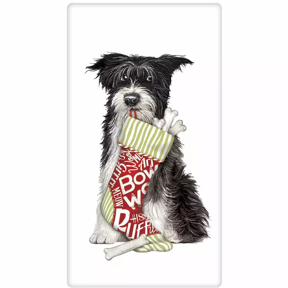 Mary Lake-Thompson Scruffy's Christmas Stocking Treats Flour Sack Towel 3 Mary Lake-Thompson Scruffy's Christmas Stocking Treats Flour Sack Towel