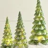 Raz Snowy Green Mercury Glass Trees With Lights