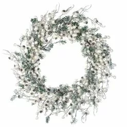 Napco Snowy Pearl Crabapple And Boxwood Wreath