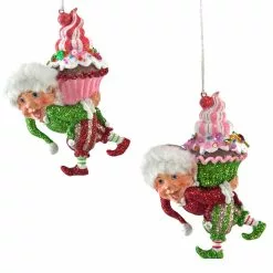 TheHolidayBarn.com Christmas Sweet Cupcake Elf Ornaments
