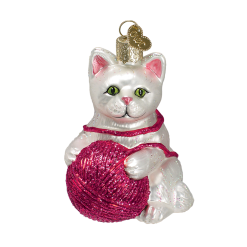 Old World Christmas Playful Kitten With Yarn Ball Ornaments