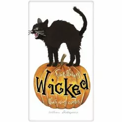 Mary Lake-Thompson Wicked Black Cat On Pumpkin Towel