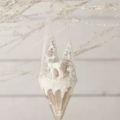 Bethany Lowe New! Winter Fawn Glass Cone Ornament