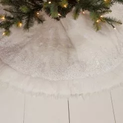 Bethany Lowe Winter Snowflake Tree Skirt, Faux Fur New!