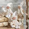 Raz Winter White Posable Elves, 16" 2 Raz Winter White Posable Elves, 16"