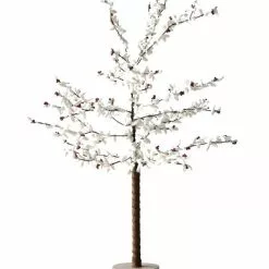 Creative Co-Op Winter White Felt Tree With Red Beads Christmas