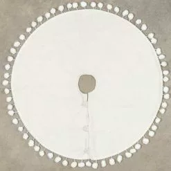 Ragon House New! Winter White Tree Skirt With Pom Poms, 28"